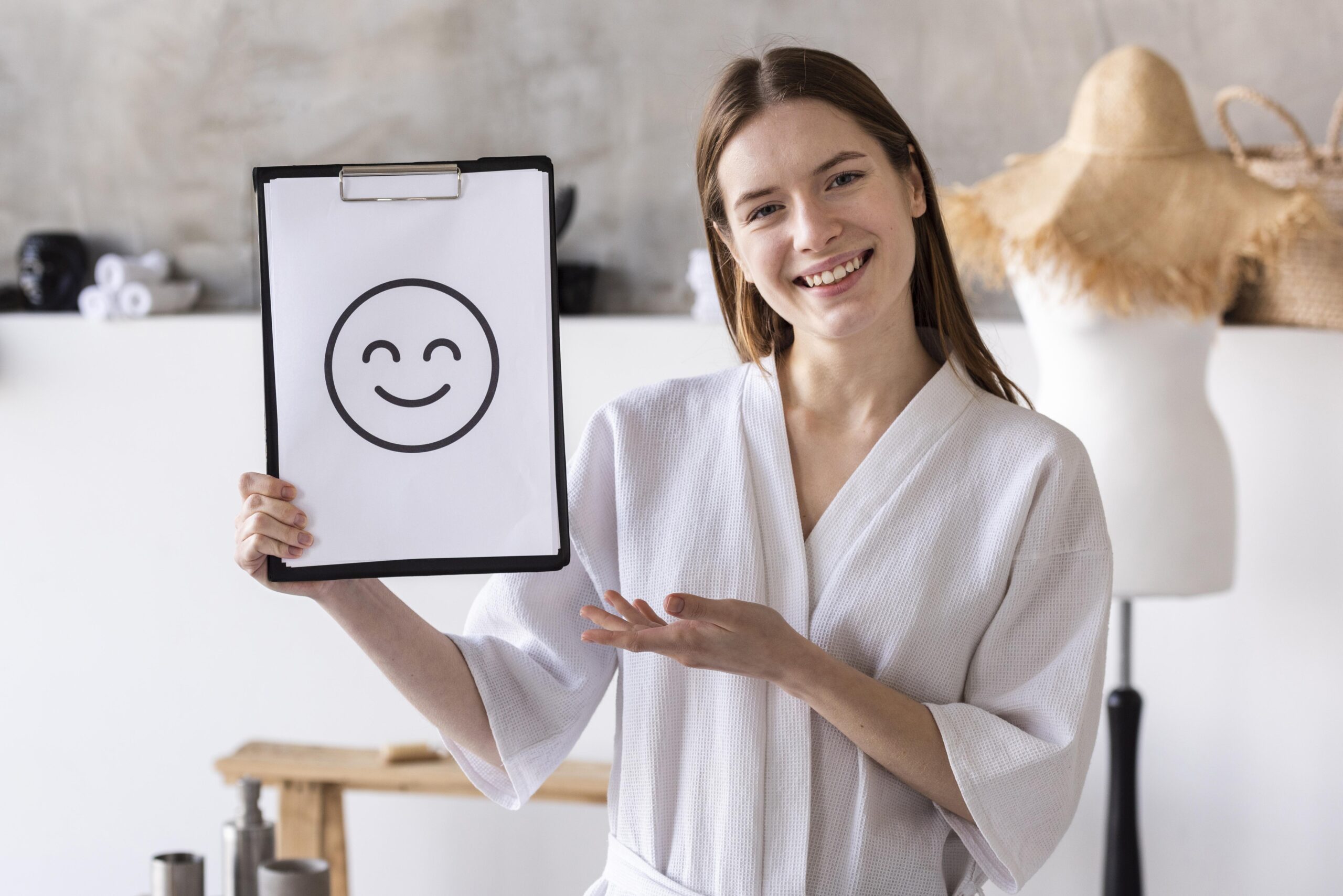 positive-woman-holding-clipboard-with-smiley-face